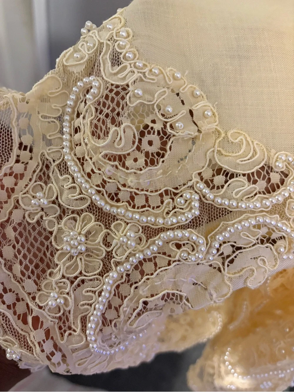 Ivory Lace-Trim Cropped Bolero Jacket